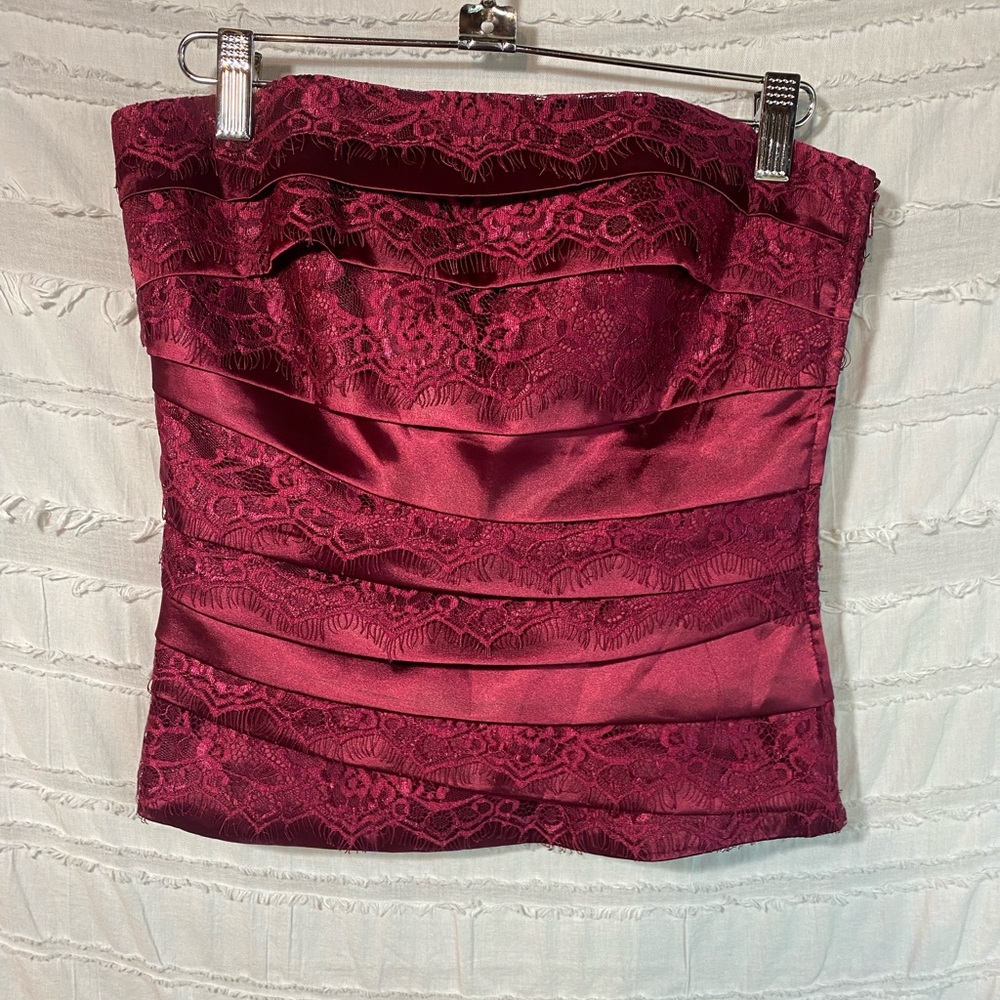 White House Black Market satin lace bustier top * has flaw